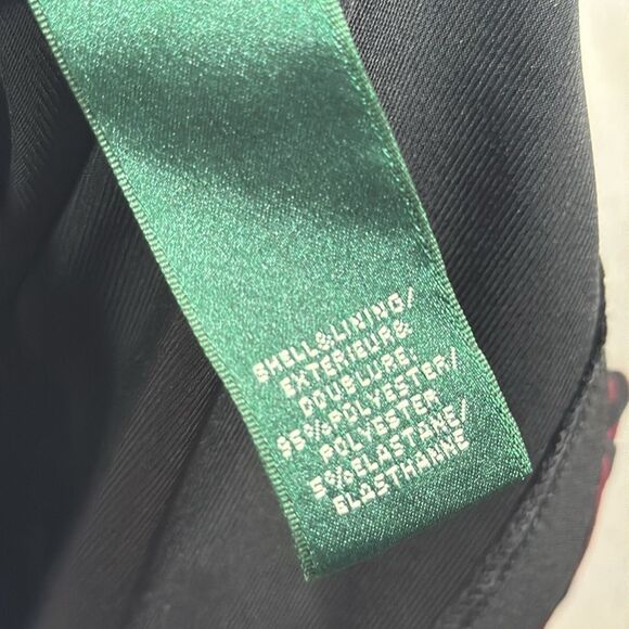 Lauren Ralph Lauren Knot Ruffle Ruched Black Burgundy 3/4 Sleeves Midi Dress - Picture 12 of 15